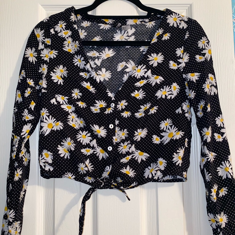 Sunflower Long Sleeve Crop Top
